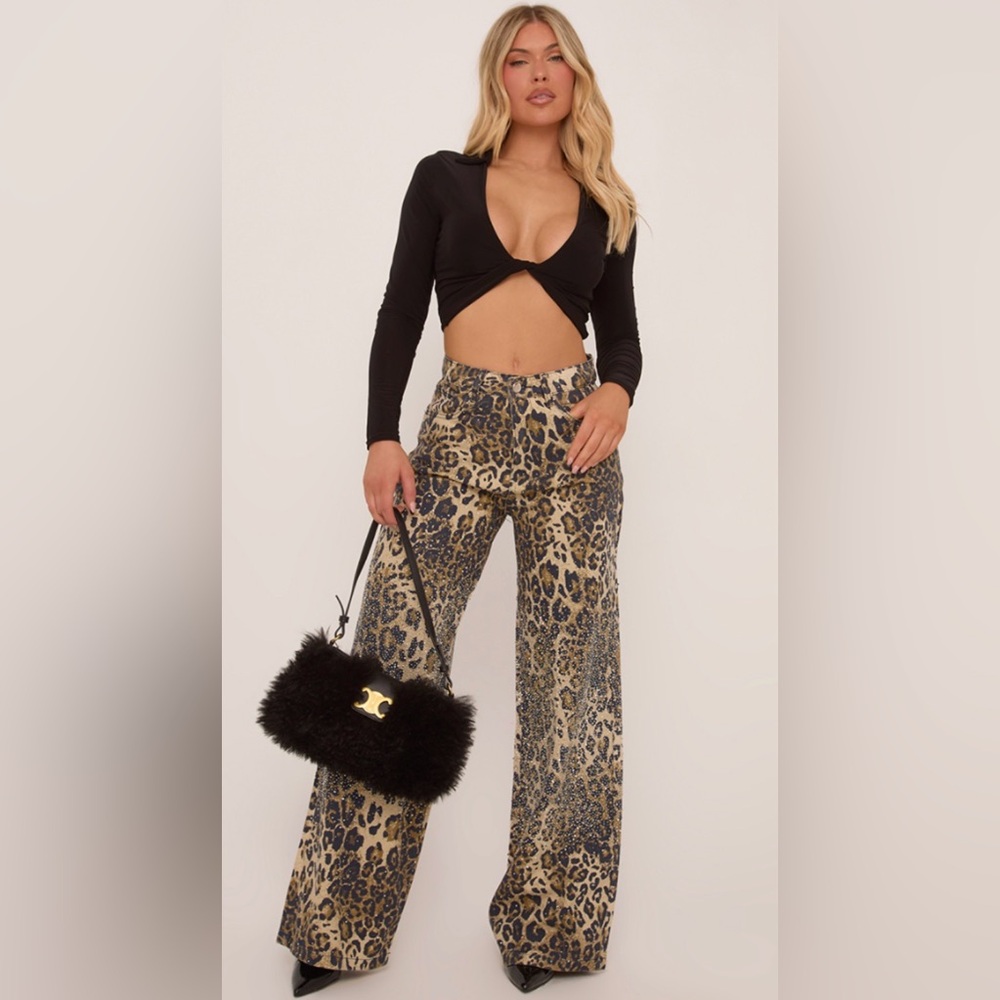 Leopard Print Wide-Leg Pants